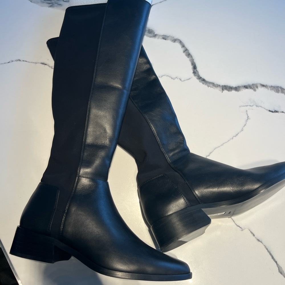 BRAND NEW, Lafayette 148 New York, Black, Knee high leather/punto boots